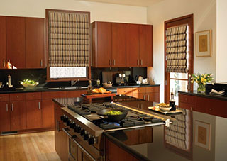 Roman shades in a kitchen